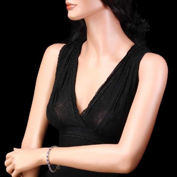 14K Yellow or White Gold Tanzanite Diamond Tennis Bracelets - Picture 7 of 9